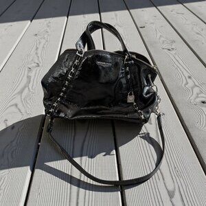 MICHAEL KORS Black Chain Patent Leather Satchel Crossbody Bag